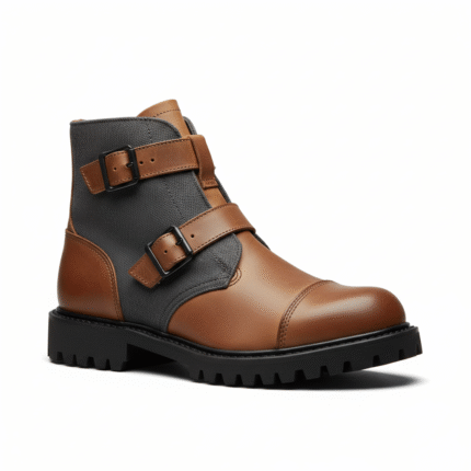 Men's Two-Tone Leather & Canvas Ankle Boots