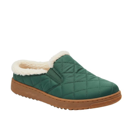 Cozy Forest Green Quilted Slippers for Women's